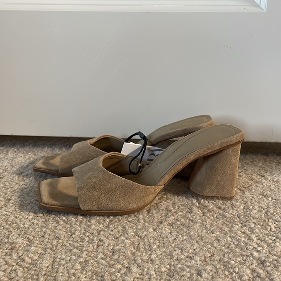 Zara Suede Square Toe Heel Sandals, sz 9 - Picture 2 of 5